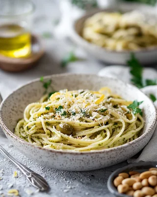 Linguine mit Oliven-Pesto