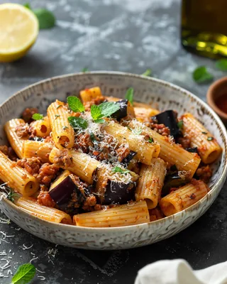 Rigatoni mit Chorizo & Aubergine
