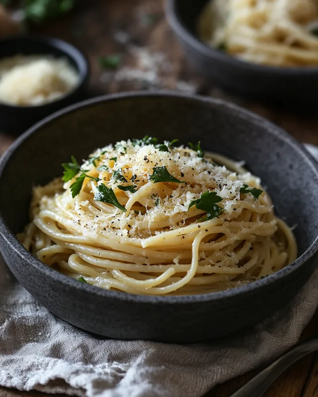 Tamari-Knoblauch-Pasta mit Parmesan