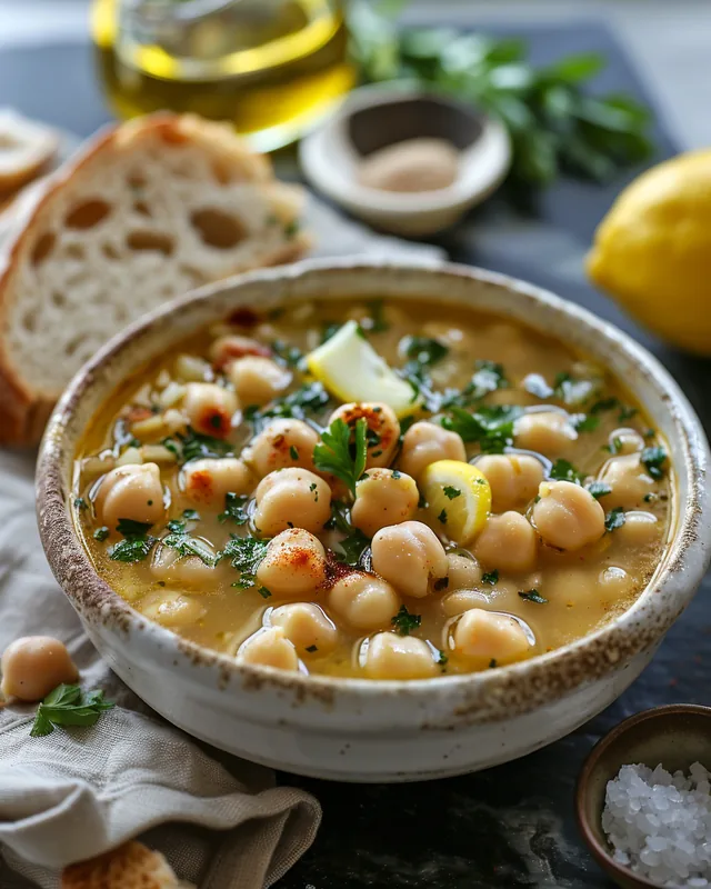 Zitronen-Knoblauch-Kichererbsen-Eintopf