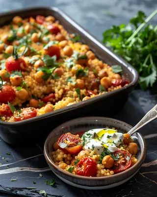 Würziger Kichererbsen-Couscous-Auflauf