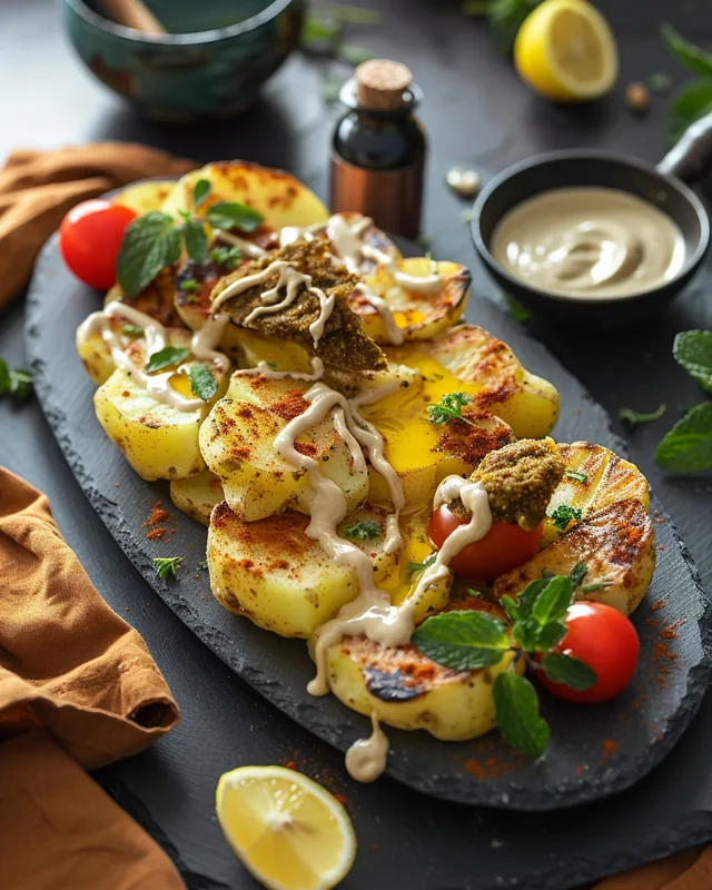Würzige, zerdrückte Kartoffeln mit Tahini