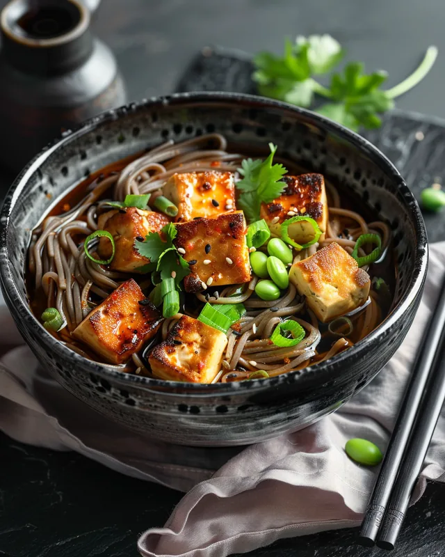 Shiitake-Nudel-Bowl mit Tofu
