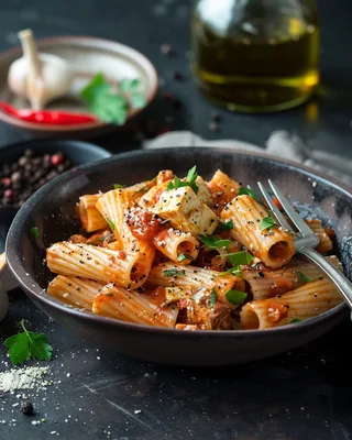 Pasta mit Tofu-Crumble und Tomate
