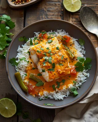 Tamarinden-Fischcurry mit Reis