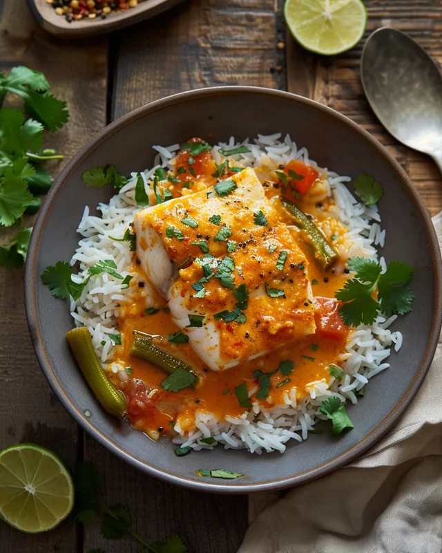 Tamarinden-Fischcurry mit Reis