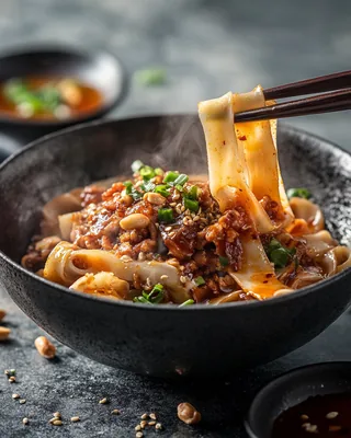 Biang-Biang-Nudeln mit Ingwer und Schweinefleisch