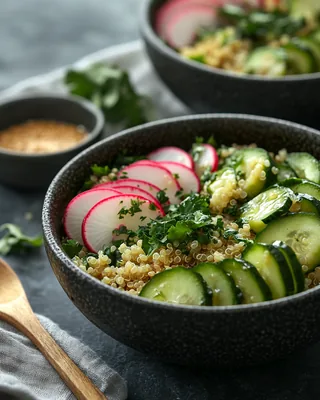 Quinoa-Gemüsesalat mit Erdnuss-Dressing