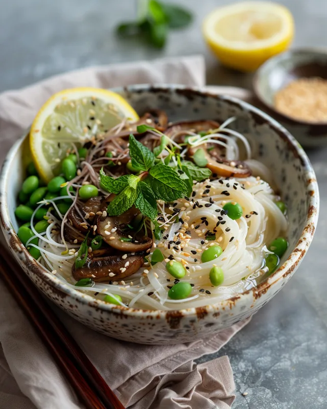 Zitronen-Miso-Reisnudel-Bowl
