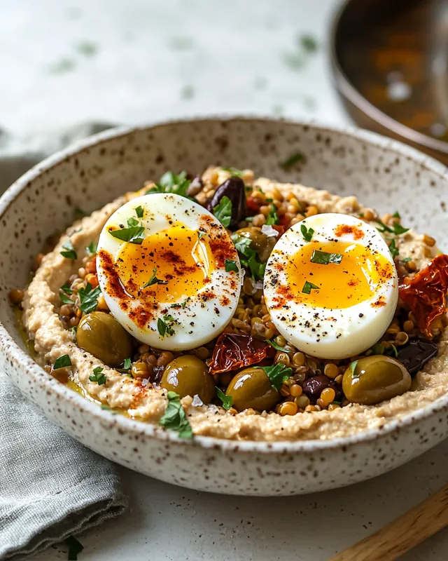 Mediterrane Bowl mit Eiern