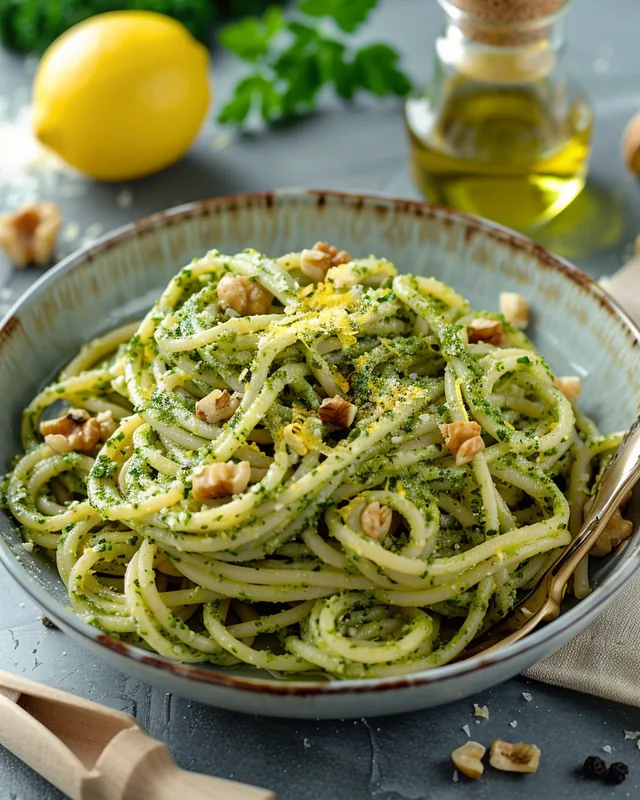 Zitronen-Walnuss-Petersilien-Pesto Pasta