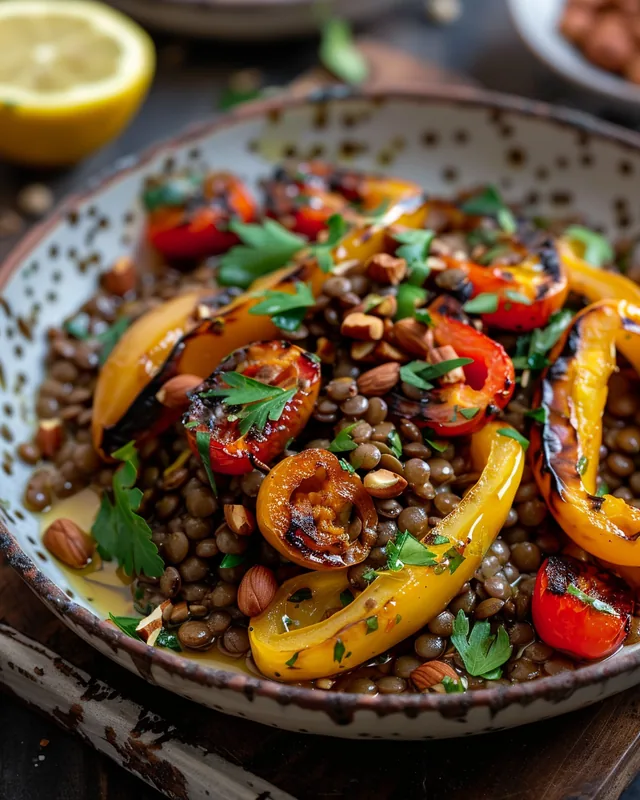 Zitrus-Linsensalat mit Paprika