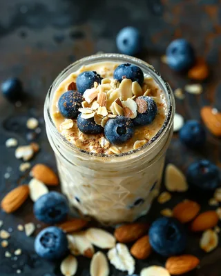 Overnight Oats mit Heidelbeeren und Mandeln