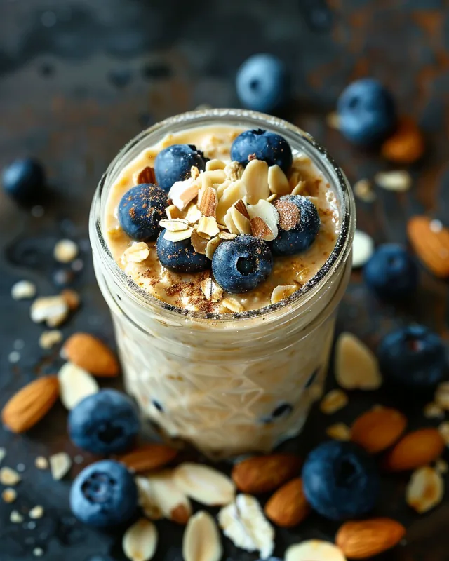 Overnight Oats mit Heidelbeeren und Mandeln