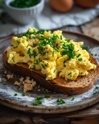 Schnittlauch-Rührei auf Toast