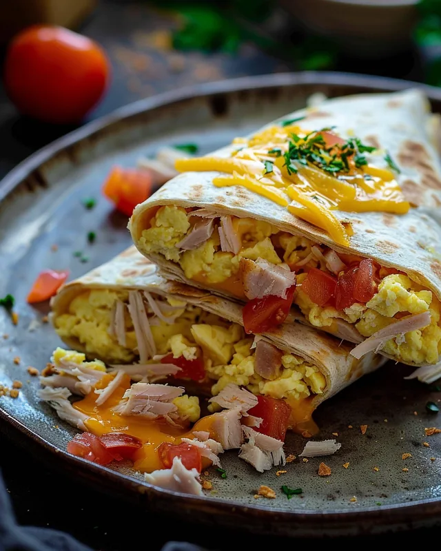 Frühstücks-Wrap mit Truthahn und Ei