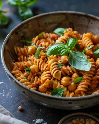 Cremige Tomaten-Kichererbsen-Pasta