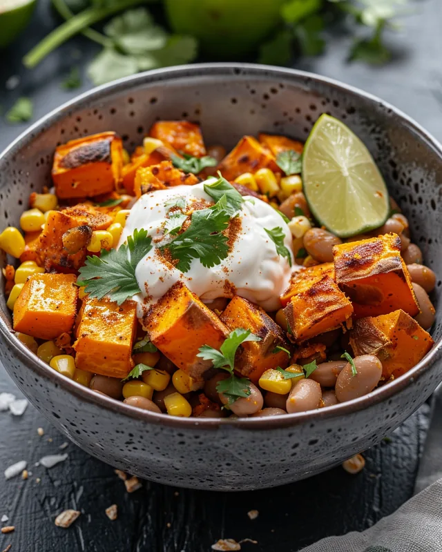 Rauchige Pinto-Bohnen & Süßkartoffel-Bowl