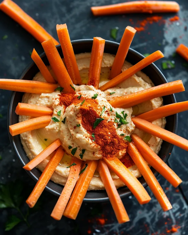 Karottenstifte mit Hummus