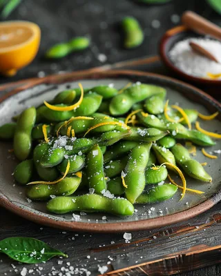 Zitronige Edamame mit Meersalz
