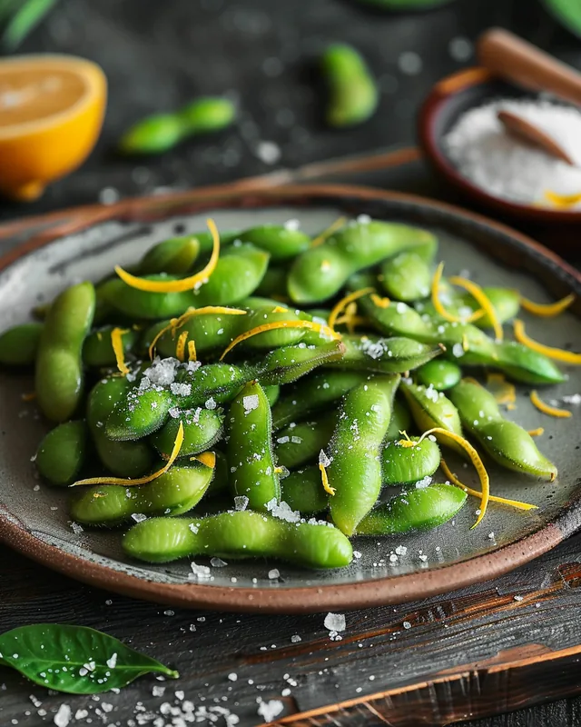 Zitronige Edamame mit Meersalz