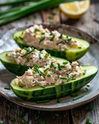 Gurkenboote mit Thunfischsalat