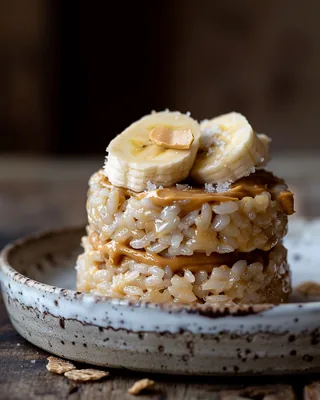 Reiswaffeln mit Erdnussbutter und Banane