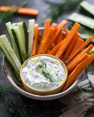 Gemüsesticks mit Dill-Joghurt-Dip